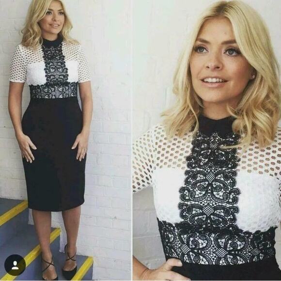 ZARA Black Sheath Tube Dress Twee Lace Short Sleeve Top Size S Office Cocktail - Picture 2 of 16